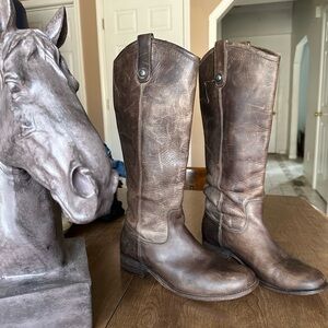 Frye Distressed Brown/Grey Melissa Button Leather Boots
